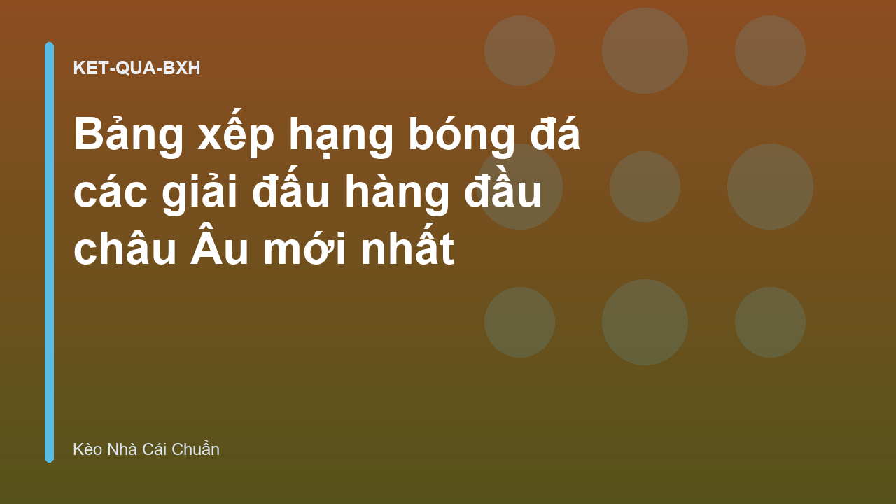 Bảng xếp hạng bóng đá các giải đấu hàng đầu châu Âu mới nhất